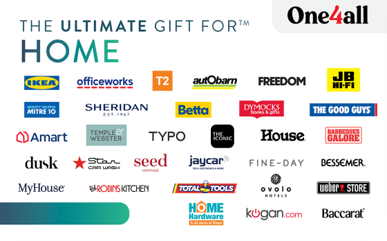 One Gift, Thousands of Choices! For a housewarming, wedding or engagement gift, for homemakers, renovators and home lovers, the Ultimate Gift for Home ticks all the boxes for people looking to nest, furnish or spruce up their home. Give the gift of choice from leading retailers like IKEA, Freedom, Mitre 10, The Good Guys, JB HiFi, Temple & Webster, The Iconic, Total Tools, Officeworks, and many more with the Ultimate Gift for Home. For a full list of participating retailers and how to redeem visit www.ultimategiftcards.com.au
